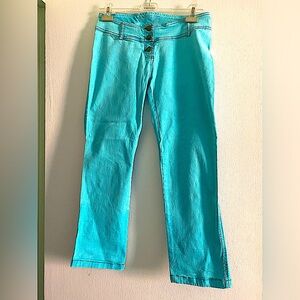 PLEIN SUD VINTAGE TEAL STRETCHABLE ANCLE LENGHT PANTS JEANS, SIZE S/M